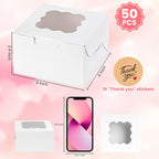 15PCS Cookie Boxes,4X4X2.4Inches White Mini Bakery Boxes with Window for Small Cake Dessert Pastry Donuts Macaroon Strawberries Party Favor Treats