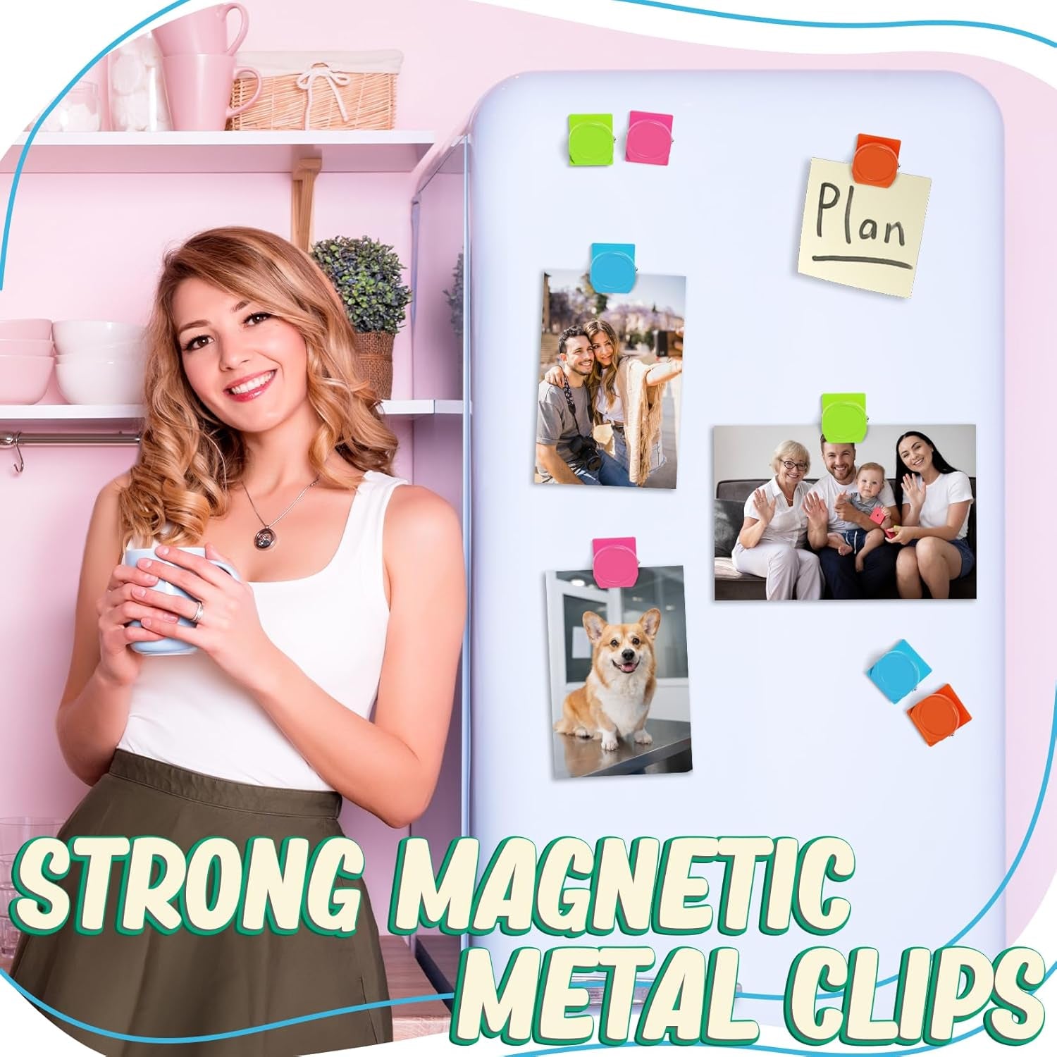 24 Pcs Magnetic Clips, Fridge Magnets Refrigerator Magnet, Whiteboard Magnets, Magnet Clips Heavy Duty, Metal Clip Magnets for Classroom, Home, Photo Displays, Locker