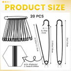 20 Pcs 5 Inch Safety Pins Heavy Duty, Black Jumbo Safety Pins Bulk, Extra Large, Oversized for Thick Fabric, Clothes, Sewing, Bags, Diaper, Blankets, Decorations