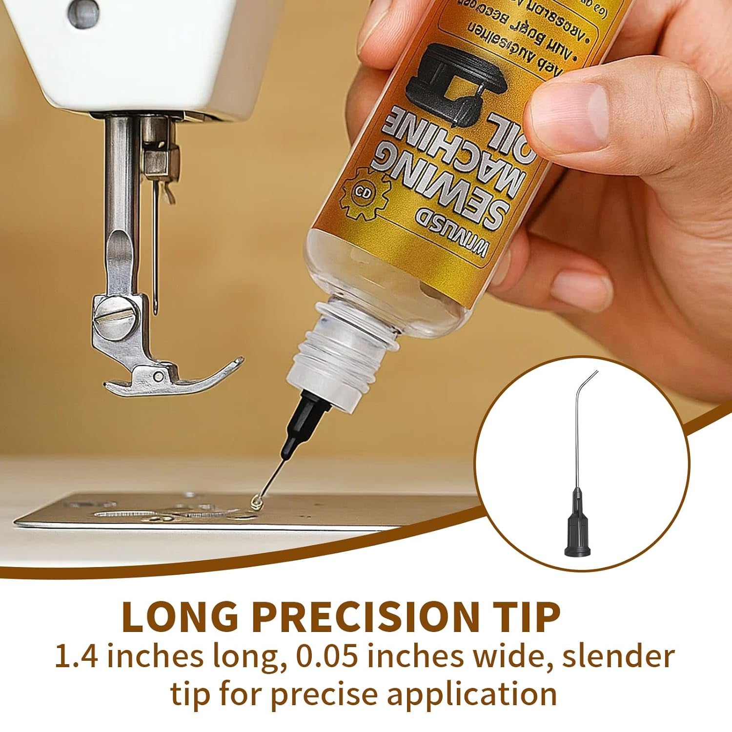 2OZ Sewing Machine Oil, 4Pcs Sewing Machine Accessories Lubricant Kit for Moving Parts of Manual or Electric Sewing Machines with Needle Tip, Double Head Brush and Towel, Clear Light Machine Oil