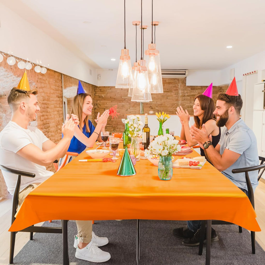 2 Pieces Orange Iridescence Tablecloth - 40 X 108“ Disposable Shiny Laser Table Cloth - Glitter Plastic Tablecloths - Holographic Iridescent Table Cover for Party Decoration, Wedding and Banquet