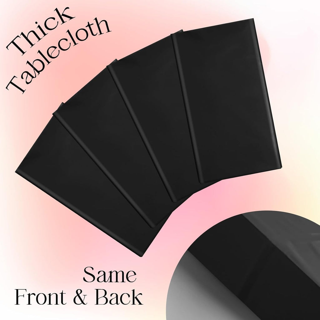 1 Piece Black Rectangle Tablecloth, Thick & Durable Waterproof Plastic Table Cloth, 54X108 Inch Heavy-Duty Surface Protector, Stain Resistant Table Cover for Halloween/Dining/Party/Buffet/Wedding