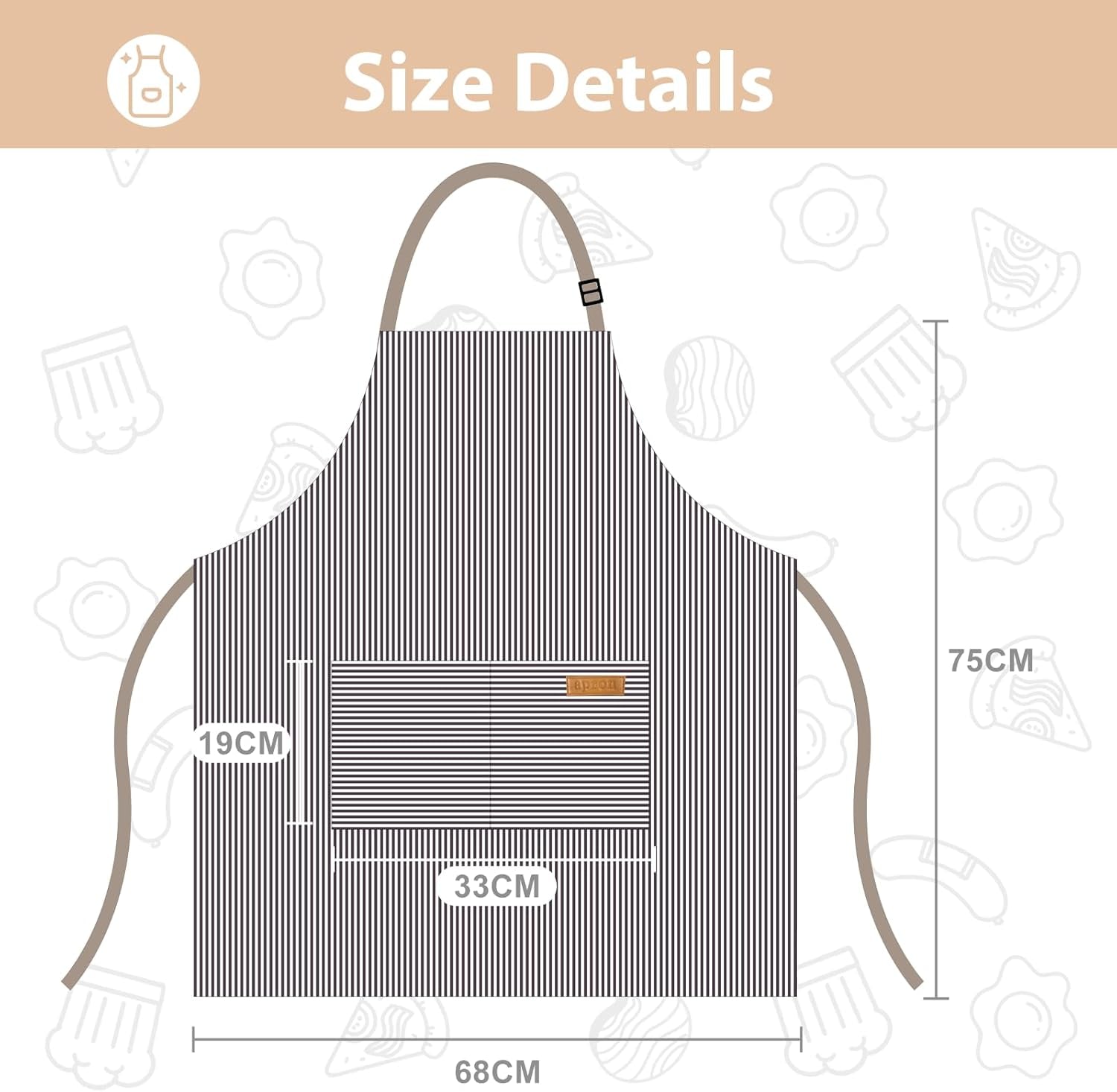 2 Pack Kitchen Aprons, Apron for Cooking with 2 Pockets, Unisex Adjustable Neck Strap Chef Aprons for Men Women