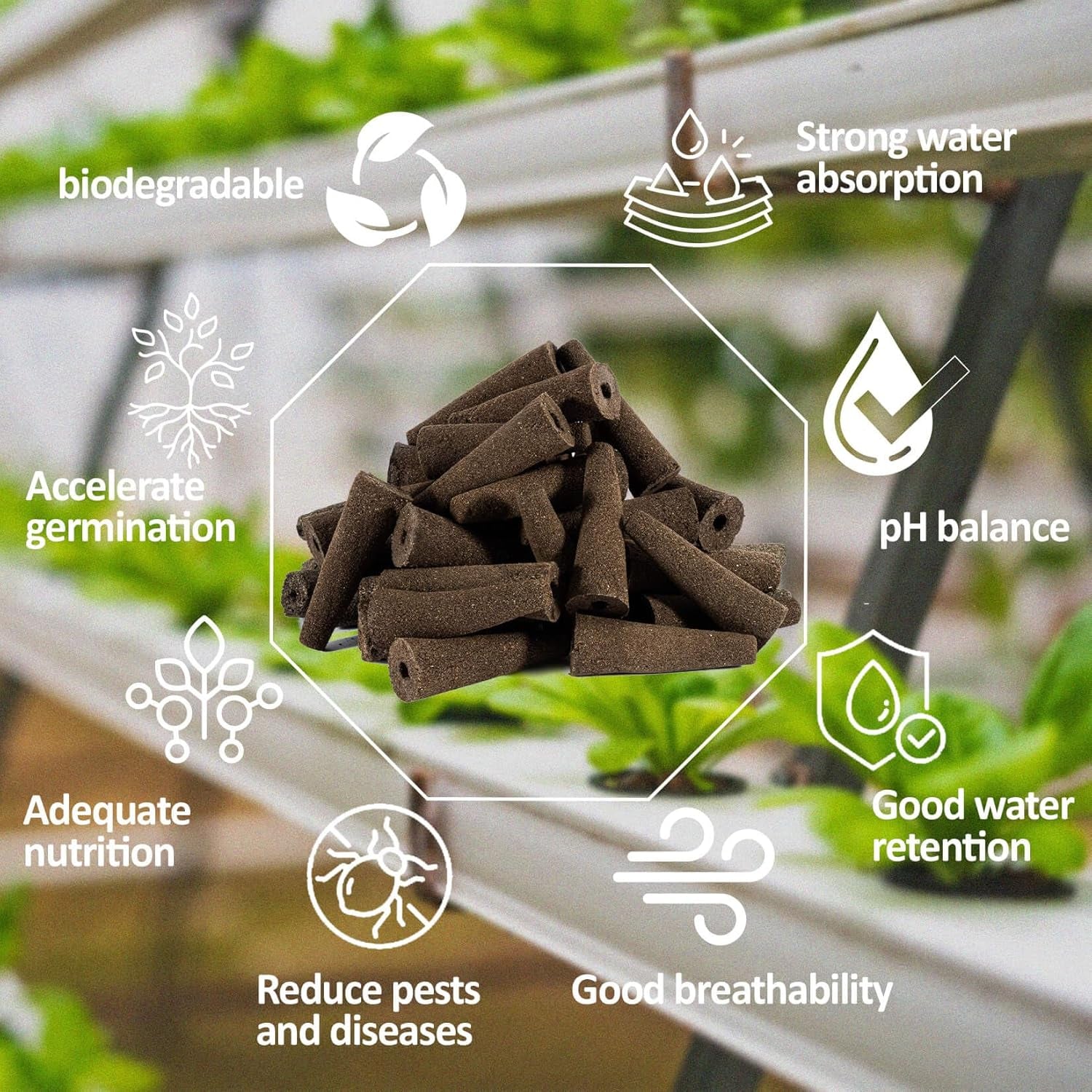 100 Grow Sponges for Hydroponics - Seed Pods for Garden Seed Starter Pods Growing System Plant for Seed Plugs Garden Cube Sponges Replacement