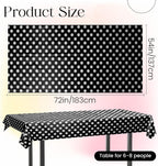 1 Piece Black Polka Dot Rectangle Tablecloth - 54X72" Decorative & Stain Resistant Table Cloth with Polka Dot Pattern, Table Cover for Halloween, Dining, Buffet, Wedding, Camping, Party