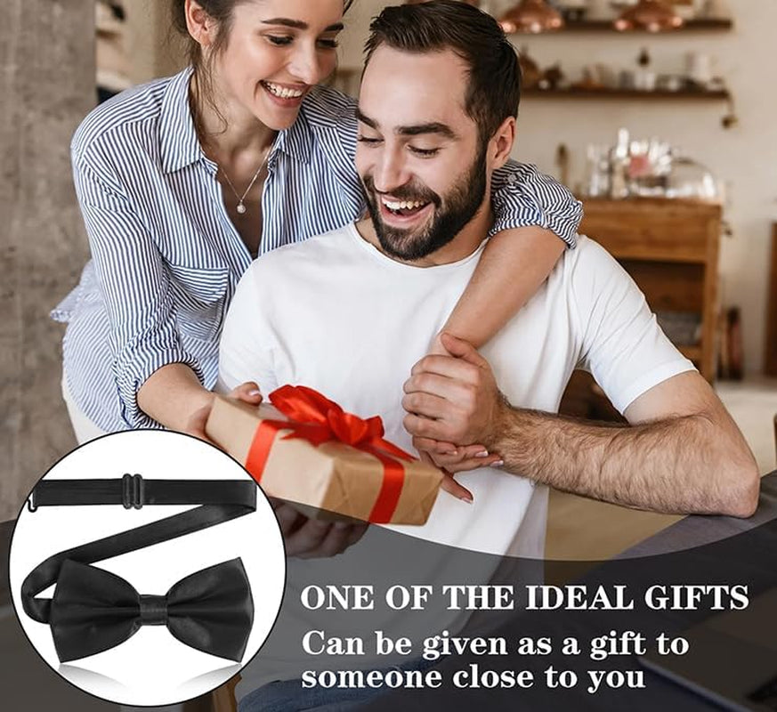 2PCS Bow Ties for Men, Adjustable Black Bow Tie, Classic Bow Tie for Weddings, Banquets, Bands, Graduations, Christmas, Celebrations and Any Other Formal Occasions