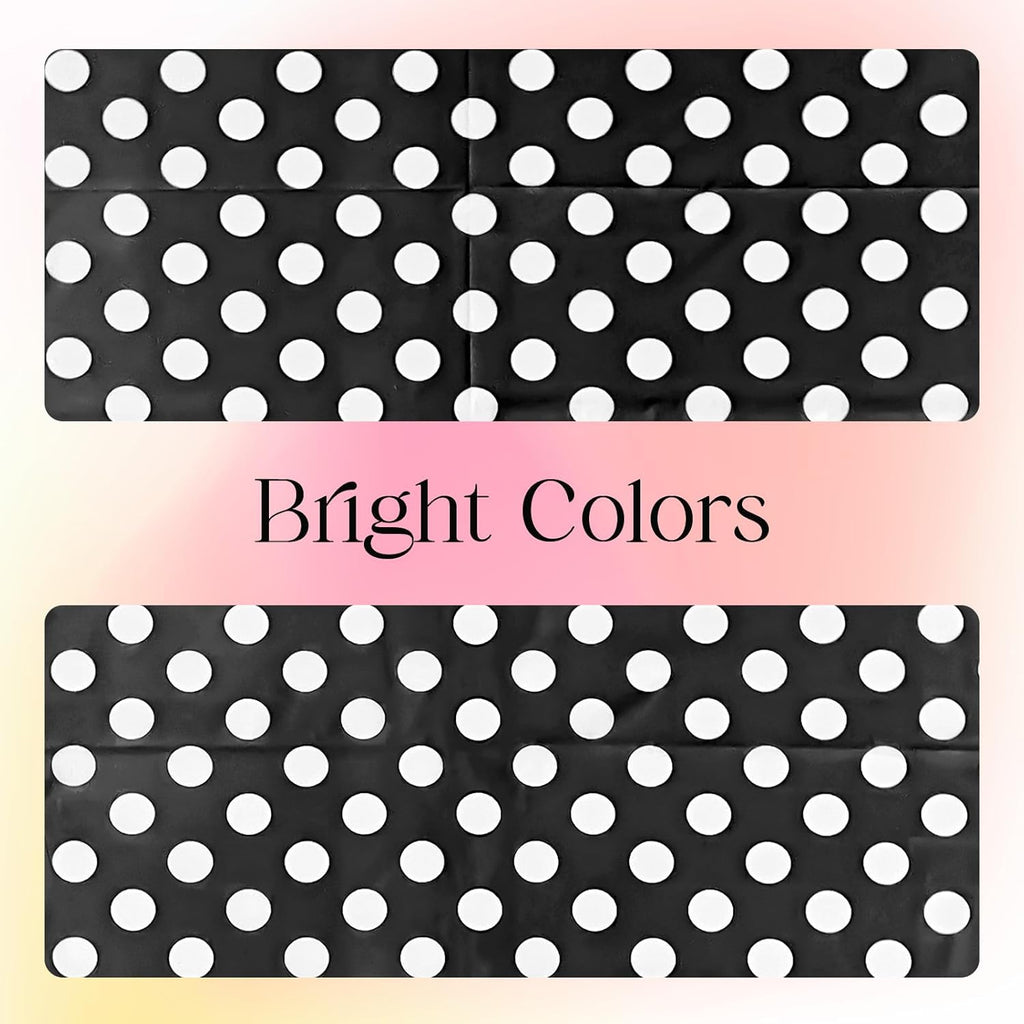 1 Piece Black Polka Dot Rectangle Tablecloth - 54X72" Decorative & Stain Resistant Table Cloth with Polka Dot Pattern, Table Cover for Halloween, Dining, Buffet, Wedding, Camping, Party
