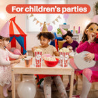 18 Popcorn Boxes Easy Assembly - 46Oz Square Popcorn Bowls Square Buckets Containers Tub Paper Cups Holders Disposable Halloween Carnival Christmas Movie Night Party Individual Servings