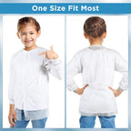 10 Pcs Kids Disposable Lab Coats White Science Coats Bulk for Child with Elastic Knit Cuffs and Front Snap Fastener