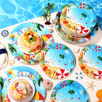 100 Pack Christmas Paper Plates 9" & 7" Snowman Winter Gingham Disposable Dessert Plates for Holiday Xmas Party Supplies(Round,Light Blue)