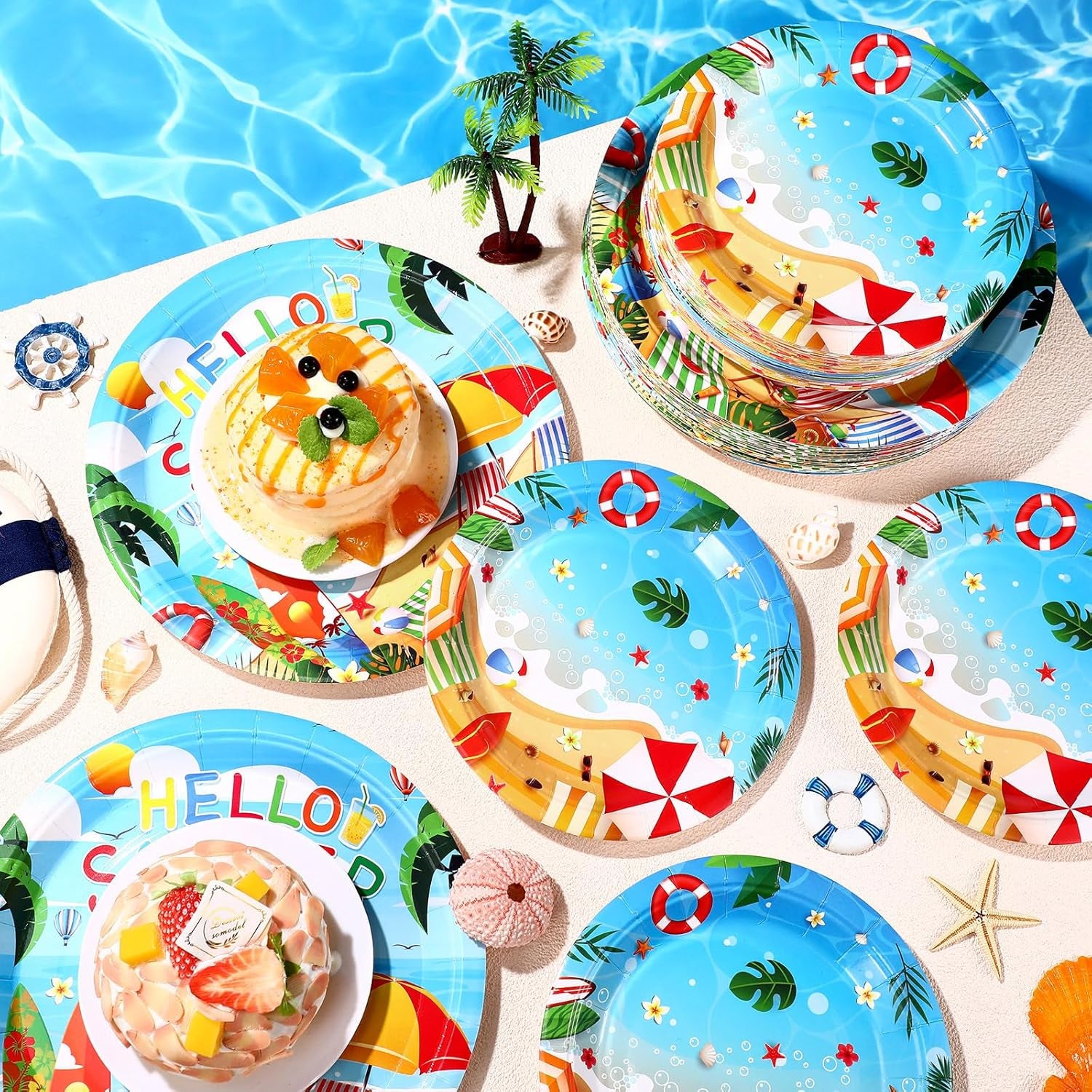 100 Pack Christmas Paper Plates 9" & 7" Snowman Winter Gingham Disposable Dessert Plates for Holiday Xmas Party Supplies(Round,Light Blue)