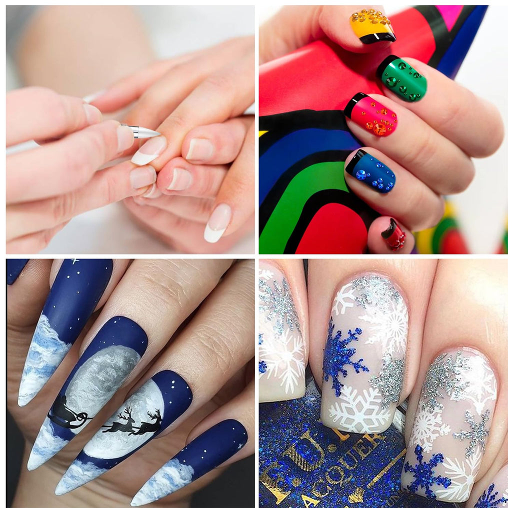 10PCS Nail Art Gel Carving Pen Acrylic Dotting Pen Rhinestone Handle Double-Ended Silicone Brushes for Design Nail Foil Carving Drawing and 3D Effect Shaping Drawing Dotting Tools