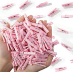 100 Mini Clothes Pin for Baby Shower Girl Game, 1.37 Inch Pink Plastic Small Clothespin Gender Reveal Party Favors (Pink)