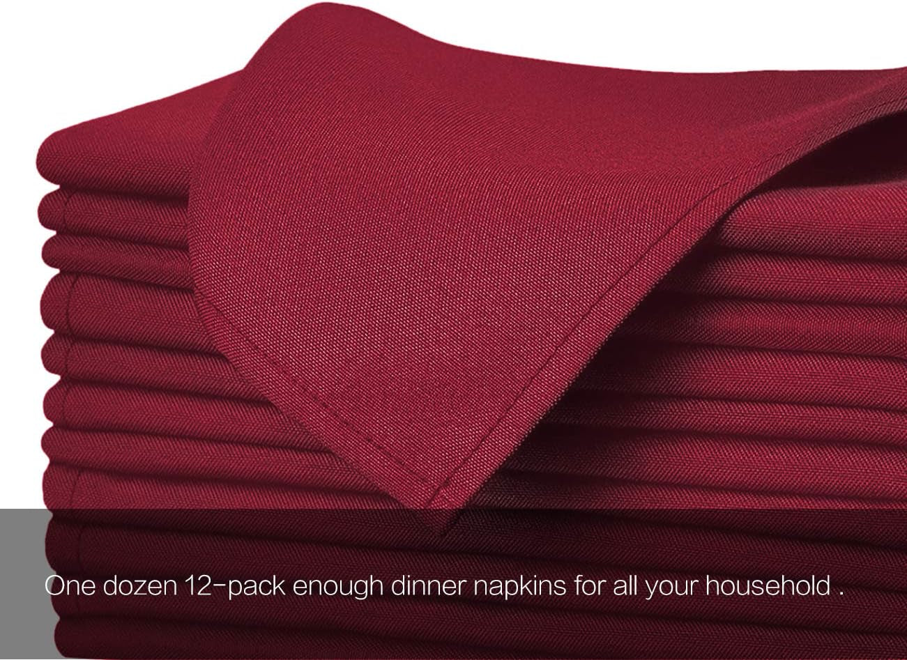20-Inch Polyester Cloth Napkins Linen Dinner Napkins - Set of 12 for Weddings, Banquets, or Restaurants (1-Dozen) (Burgundy)