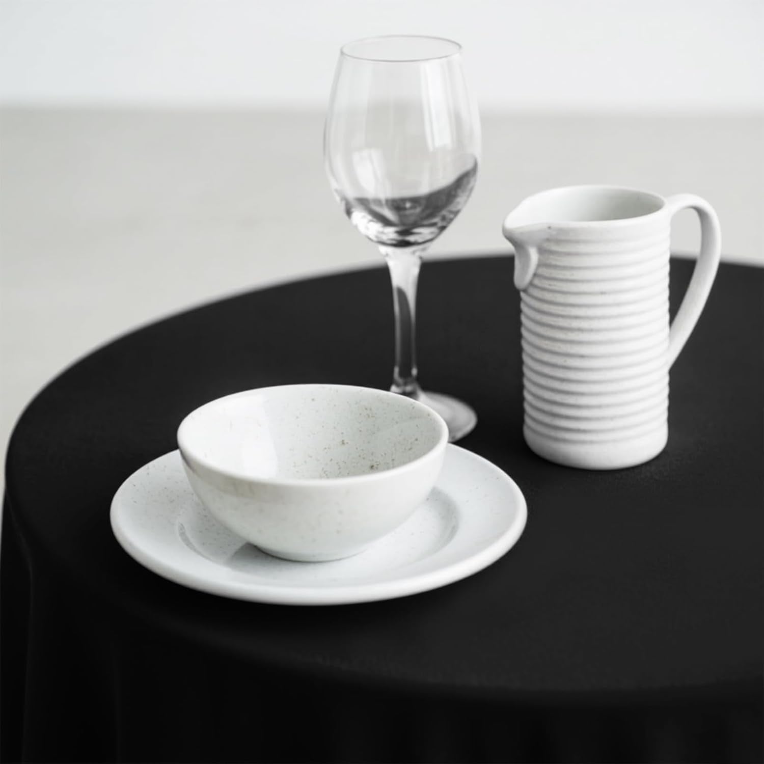 10 Pack Premium Disposable Plastic Tablecloth 84" round Table Cover for Birthdays Weddings Christmas Anniversary Buffet Table (Black)