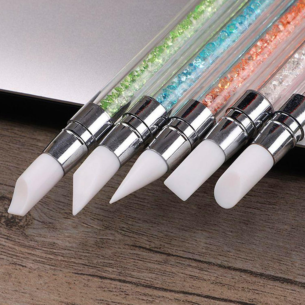 10PCS Nail Art Gel Carving Pen Acrylic Dotting Pen Rhinestone Handle Double-Ended Silicone Brushes for Design Nail Foil Carving Drawing and 3D Effect Shaping Drawing Dotting Tools