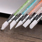 10PCS Nail Art Gel Carving Pen Acrylic Dotting Pen Rhinestone Handle Double-Ended Silicone Brushes for Design Nail Foil Carving Drawing and 3D Effect Shaping Drawing Dotting Tools