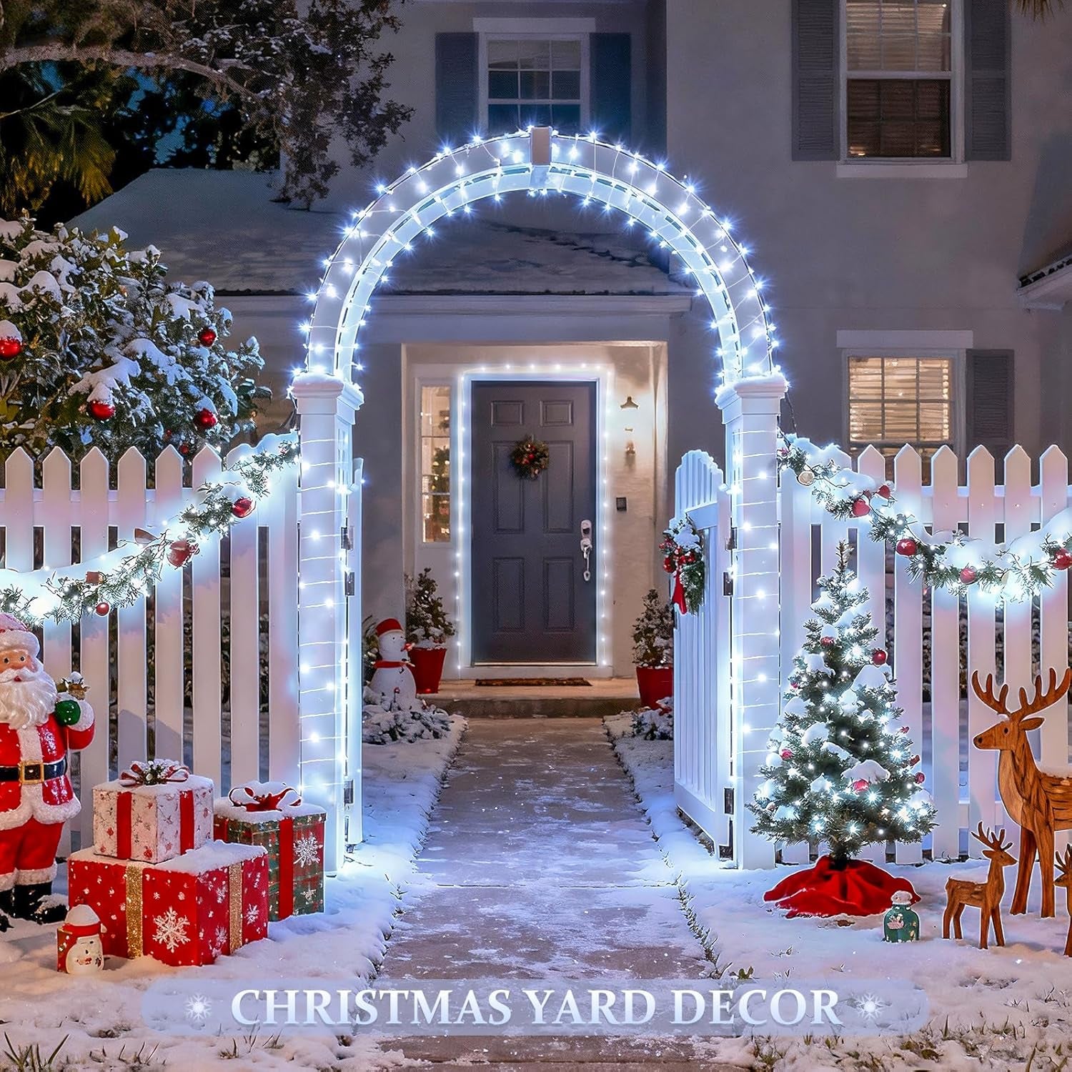 2 Pack Solar String Lights Outdoor Waterproof, Each 33FT 100 LED Solar Christmas Lights Outdoor, 8 Modes White Fairy Light for outside Yard Tree Patio Garden Wedding Christmas Decorations