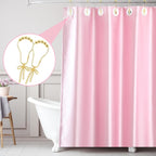 12 Pcs Gold Bow Knot Shower Curtain Hooks Rustproof Metal Decorative Bow Knot Shower Hangers Bulk Glide Curtain Rings for Bathroom Bedroom Living Room Decor