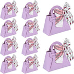 10PCS Mini Gift Boxes, Purple PU Leather Party Favor Bags with Handle for Wedding Bridal Shower Birthday Party Decoration, 4.7"X2"X5.1"