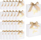 24PCS Thank You Gift Bags,White Party Favor Bags with Bow Ribbon Mini Candy Boxes for Wedding Bridal Baby Shower Birthday Party