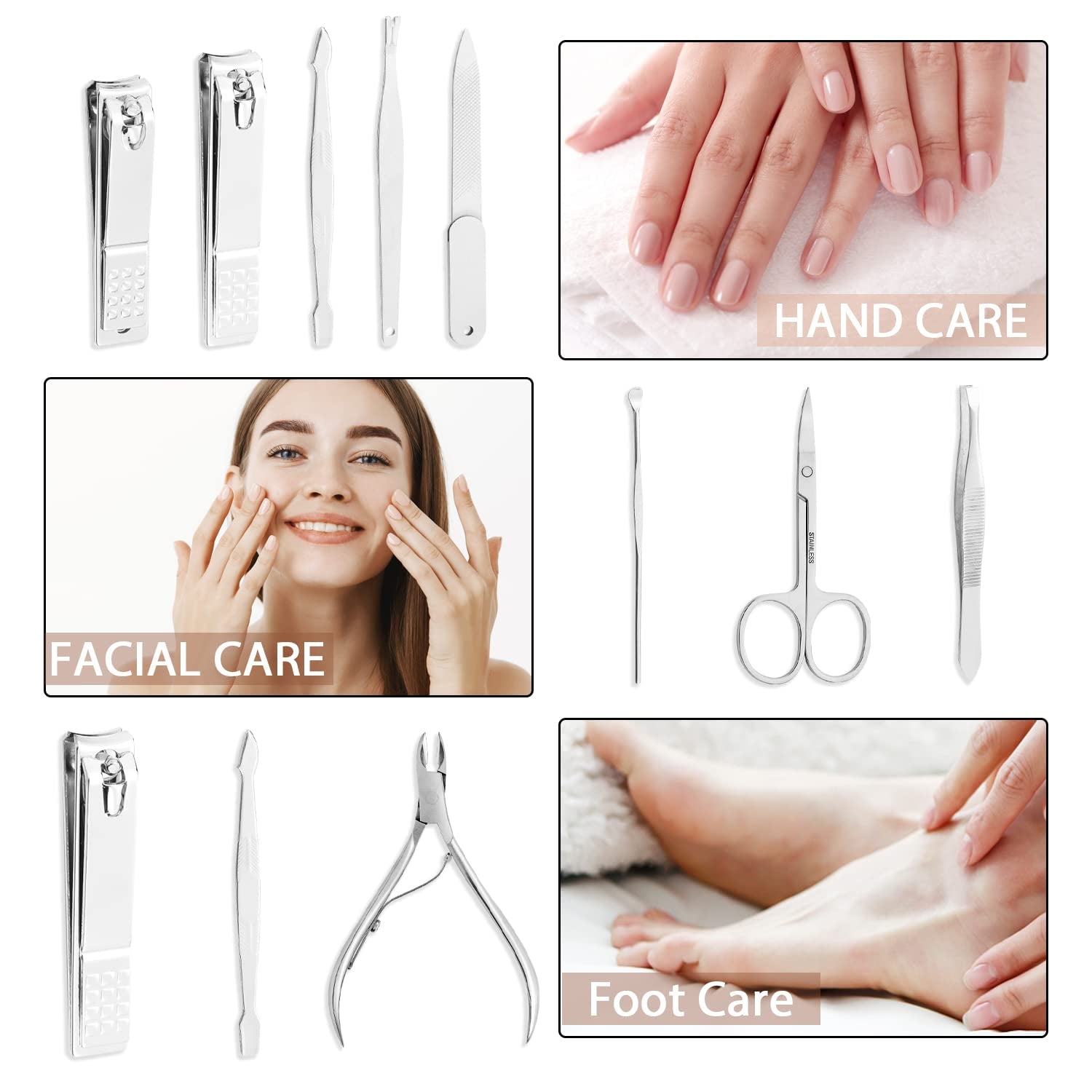 100% Stainless Steel Ingrown Toenail File and Lifter Double Sided with Storage Case (Ingrown Toenail File) and Manicure Set Manicure Kit Nail Kit Nail Clipper 9PCS Mens Grooming Kit Pedicure