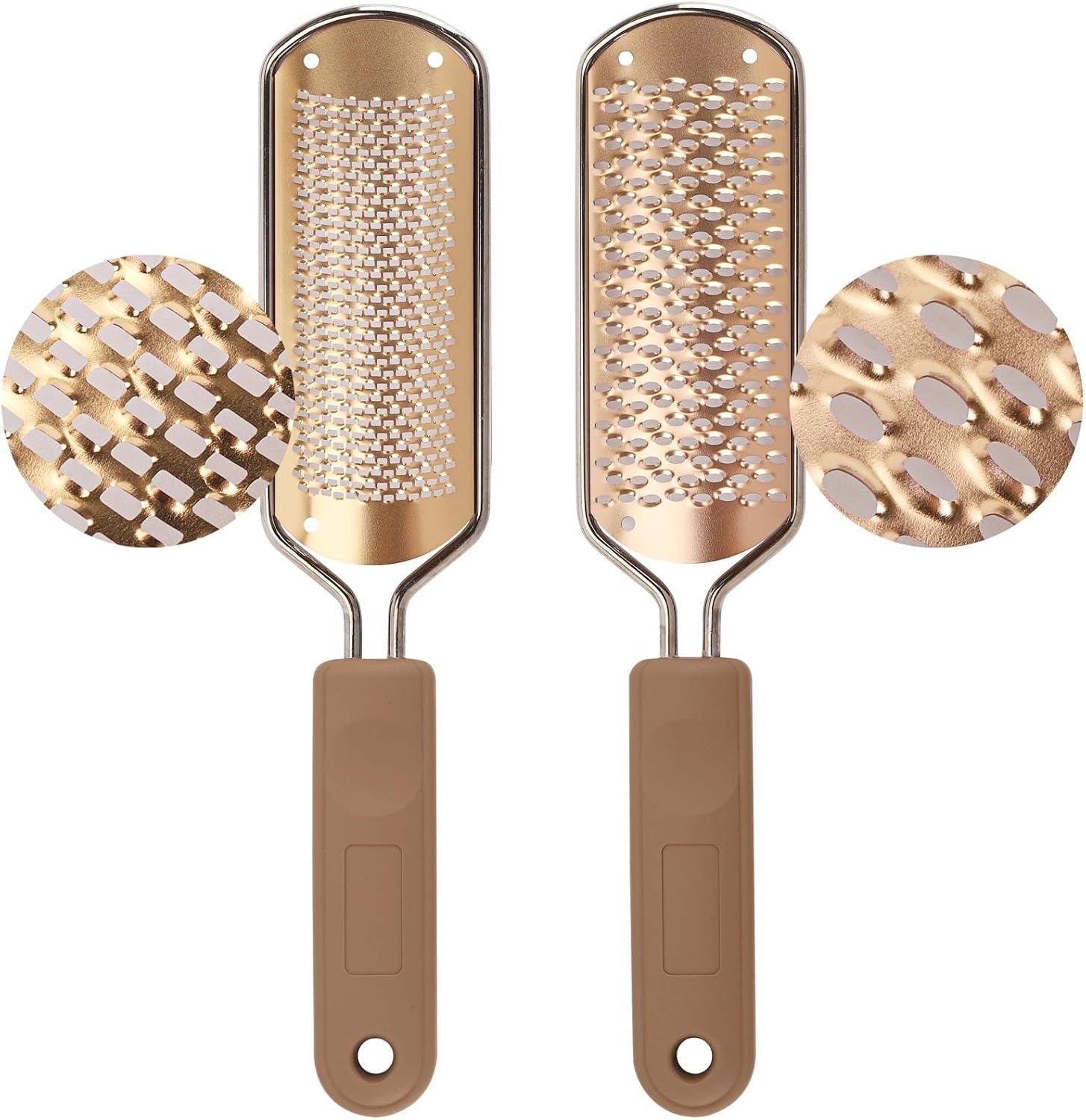 2 Pack Foot File & Rasp Callus Remover - Stainless Steel Coarse & Fine Scraper for Dry/Wet Feet, Professional Dead Skin Scrubber & Cracked Heel Care