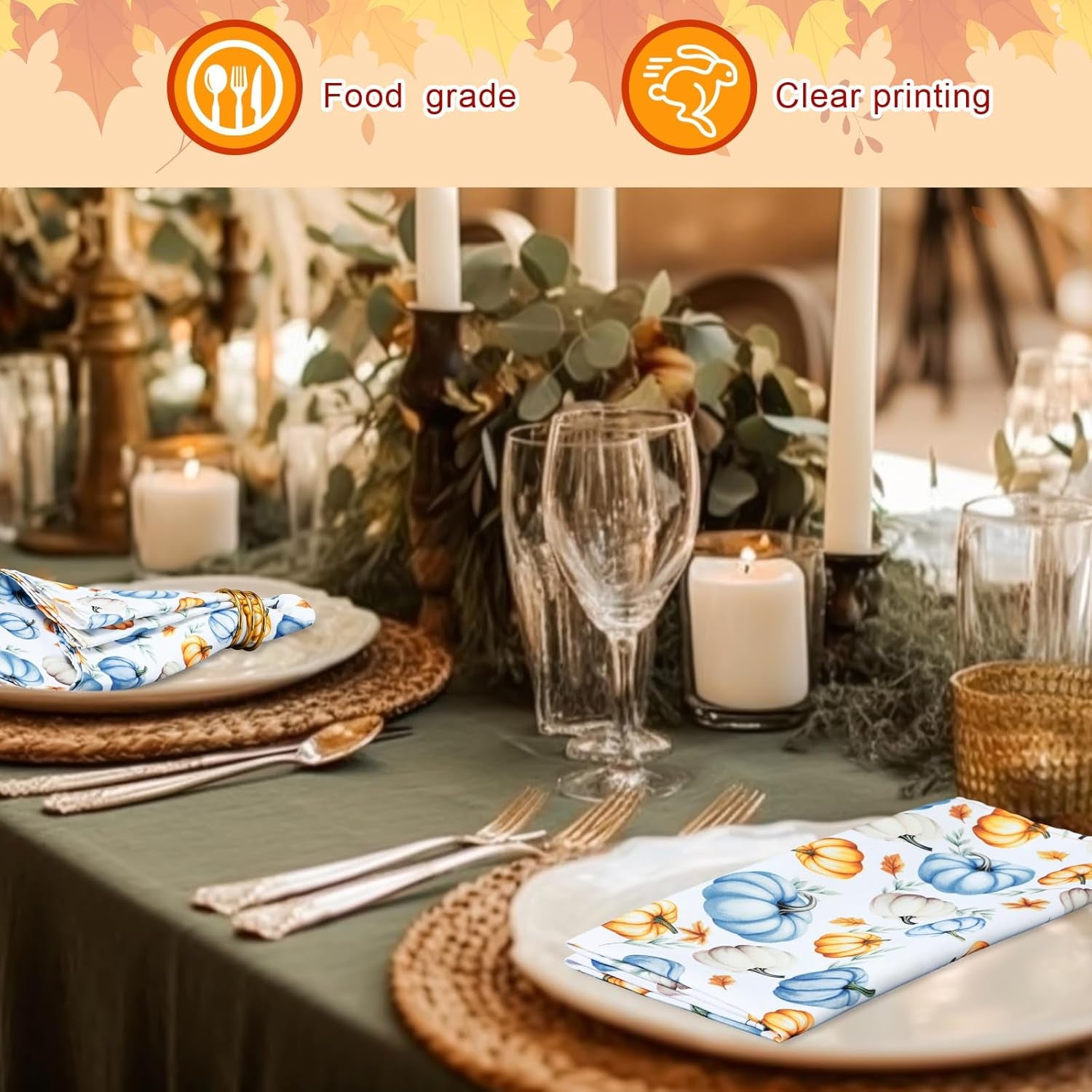 12 Pcs Fall Thanksgiving Cloth Napkins 19 X 19 Inch Happy Fall Party Decoration Autumn Dinner Washable Fabric Napkins Gifts(Thanksgiving Colorful)