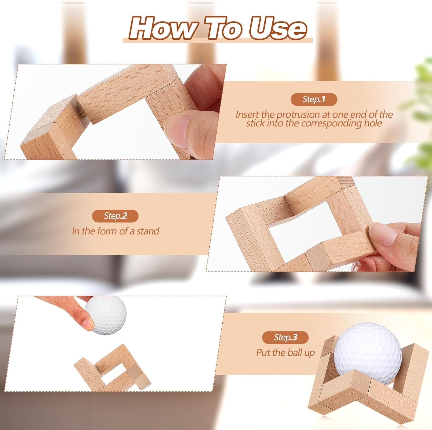 3 Pcs Golf Ball Display Stand 1.97 Inch Wooden Golfball Display Case Baseball Rack Holder for Souvenir Collections Tabletop Decor Men Golf Enthusiasts