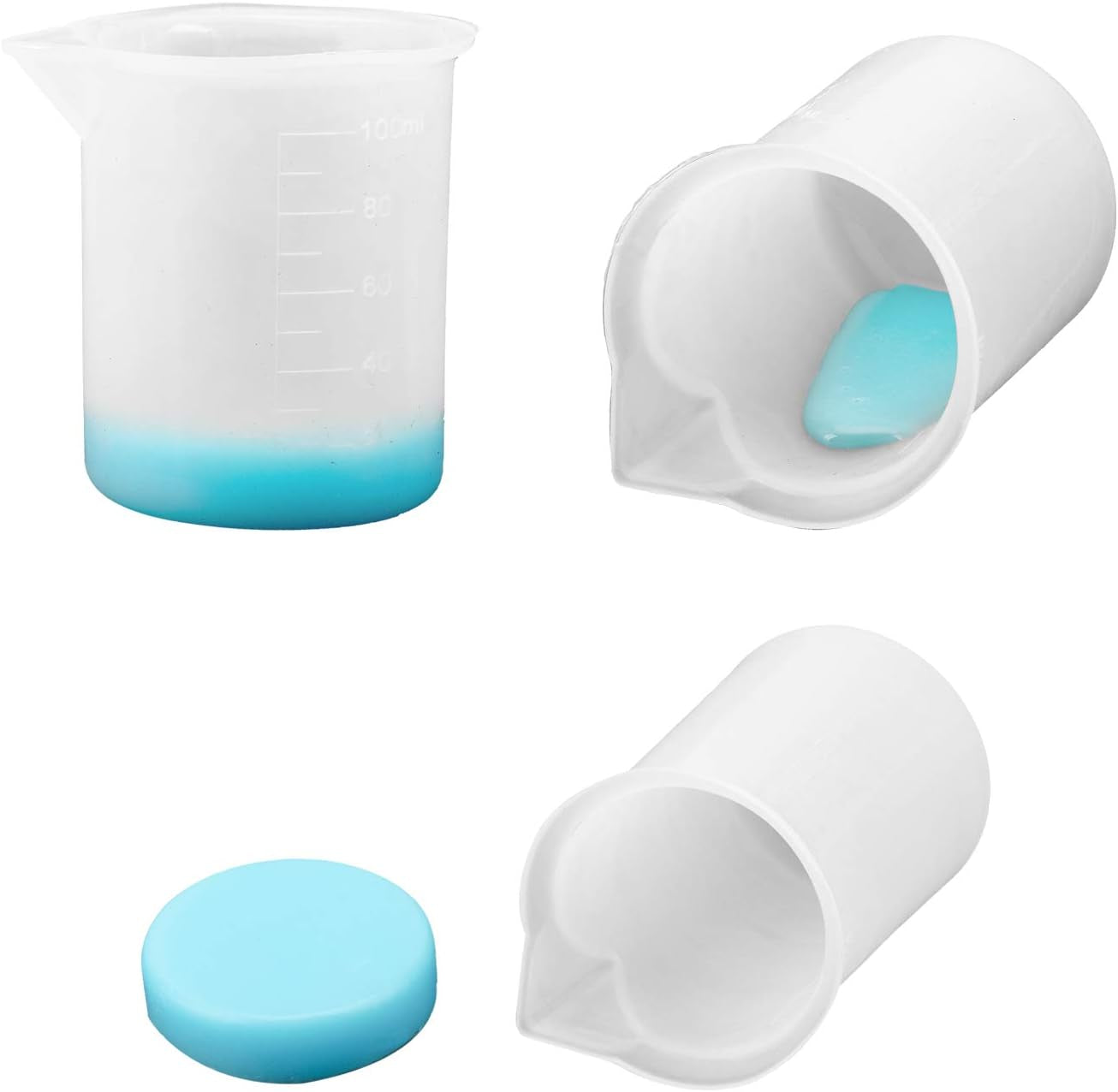 100Ml Silicone Measuring Cups for Resin Mixing, 6PCS Mixing Cups for Epoxy Resin, Jewelry Casting Molds, Acrylic Paint, Reusable Non-Stick Pouring Tools