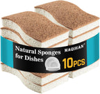 10PCS Natural Sponges for Dishes - Biodegradable Sponges Kitchen Eco Friendly Dish Sponge Non-Scratch Sponges for Cleaning Kitchen