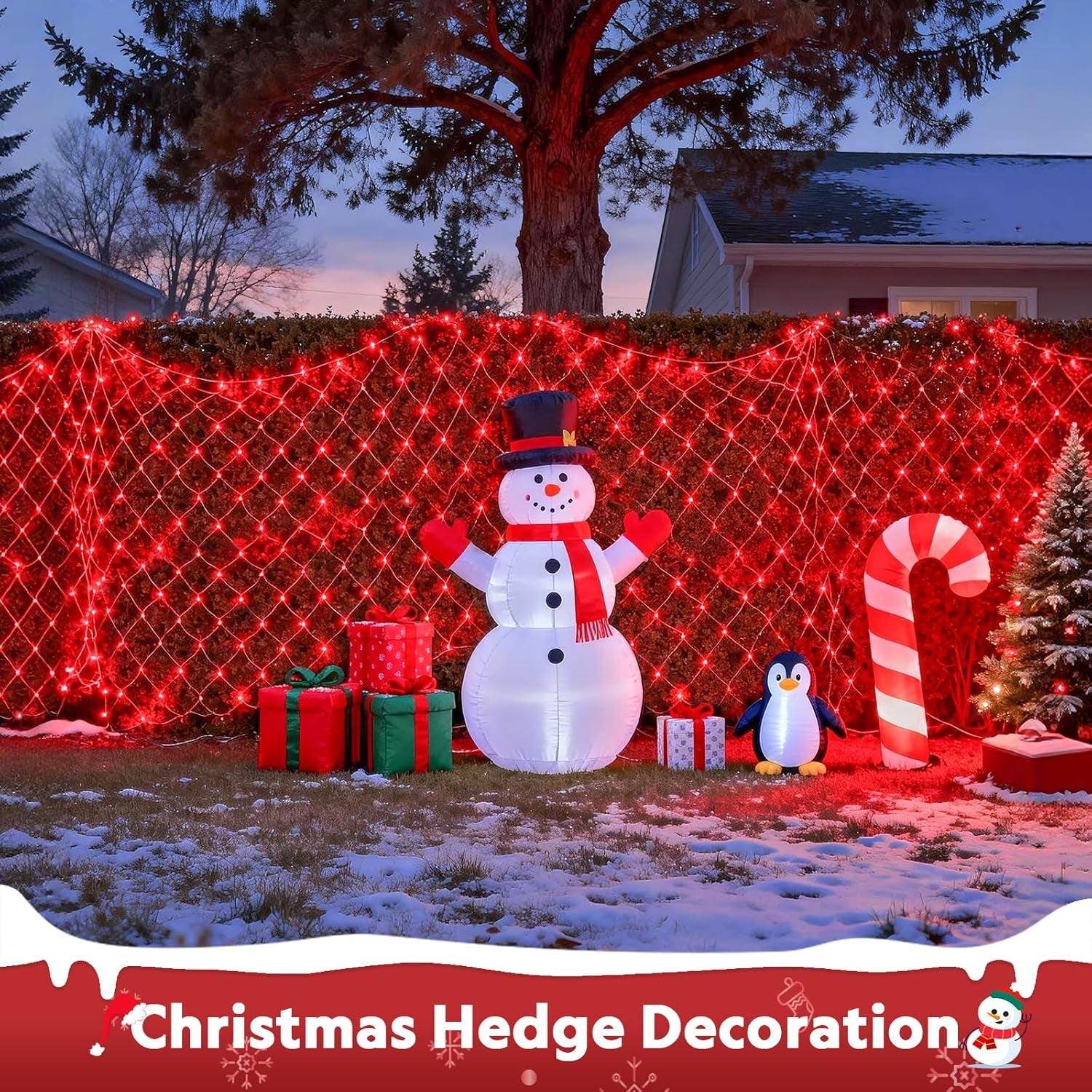 200 LED Red Christmas Net Lights, 9.8Ft X 6.6Ft Connectable Christmas Bush Lights with Remote, 8 Modes Plug in Net Light Outdoor Mesh Light Waterproof for Tree, Yard, Fence Decoration