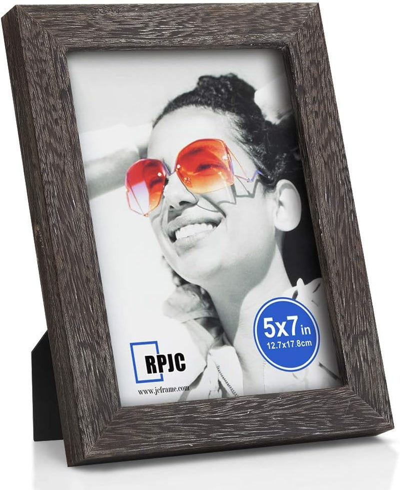 2 Pcs Sets Solid Wood Picture Frames Display Photo 8X10 with Mat or 11X14 without Mat and 5X7Inch Driftwood Finish