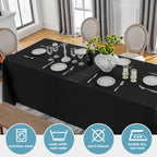 1 Pack Tablecloth 90 * 132Inch Rectangle Table Cloth Polyester, Stain Wrinkle Resistant Polyester Dining Table Cover for Kitchen Dinning Party Wedding Tabletop Buffet Decoration(Black)