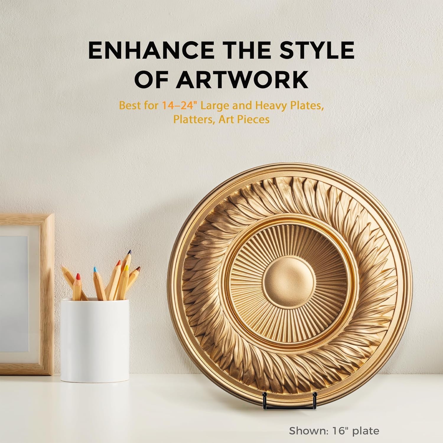 3 Pack 12 Inch Plate Stands for Display - Large, Metal Picture Frame Holder Stand + Easels for Decorative Platter, Book, Plaque, Photo, Table Top Art