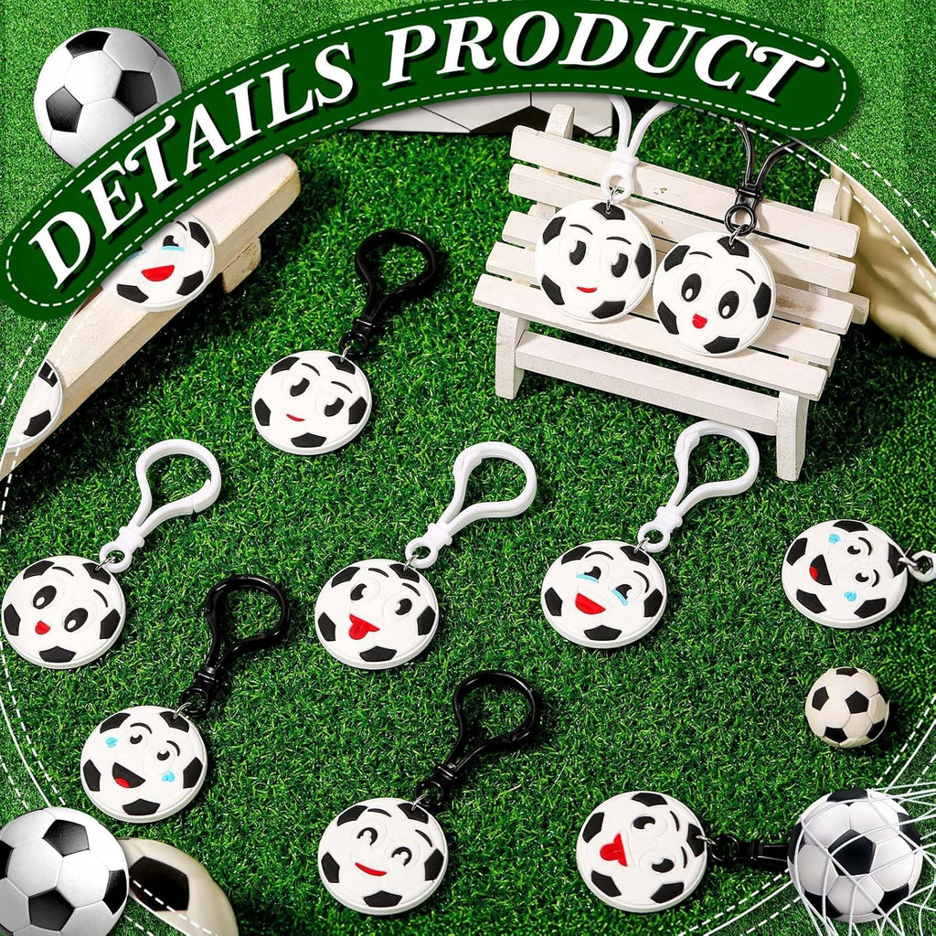 24 Pack Sport Party Favors Sport Ball Keychain Bulk, PVC Mini Soccer Keychains Lightweight Sports Party Back to School Reward Team Gifts Birthday for Sports Lover