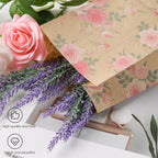 24 Pack Party Favor Bags, 4.7X3.1X8.7 Inch Small Gift Bags with Stickers Floral Party Favor Treat for Birthday Baby Shower Wedding Gift Packaging Supplies