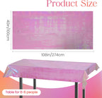 1 Piece Pink Iridescent Party Decorations 40" X 108" Holographic Tablecloth Valentine'S Day Decor Shiny Plastic Table Cloth for Parties Baby Shower Bachelorette Princess Birthday Party Supplies