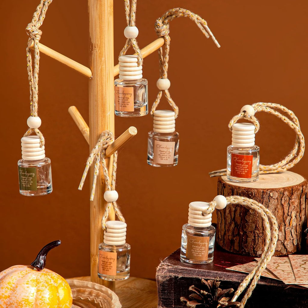 10 Set Friendsgiving Gifts Party Favor Thanksgiving Christmas Hanging Empty Car Air Fresheners Diffuser Bottle 8Ml Bulk for Essential Oil Coworker Office Employee Appreciation Gift