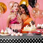 1 Piece Black Polka Dot Rectangle Tablecloth - 54X72" Decorative & Stain Resistant Table Cloth with Polka Dot Pattern, Table Cover for Halloween, Dining, Buffet, Wedding, Camping, Party