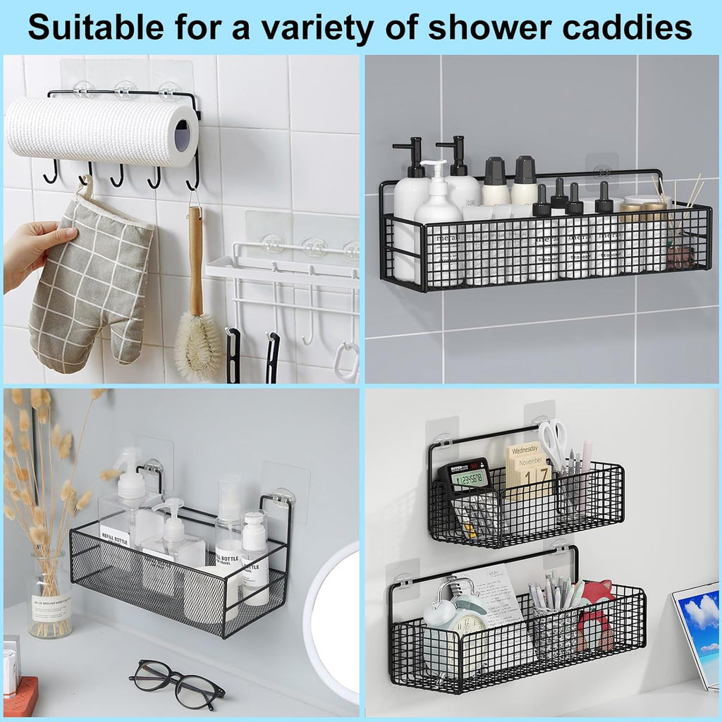 15 Pack Shower Caddy Adhesive Replacement, Shower Shelf Adhesive No Drilling, Adhesive Hooks for Showe Caddy, Soap Holder, and Kitchen Racks