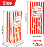 100 Popcorn Bags Flat Bottom - Paper Popcorn Food Bags Individual Servings Party Pop Corn Sleeves Bulk Carnival Halloween Snack Pack Gift Favor Treat Bolsas Para Palomitas Movie Night Supplies
