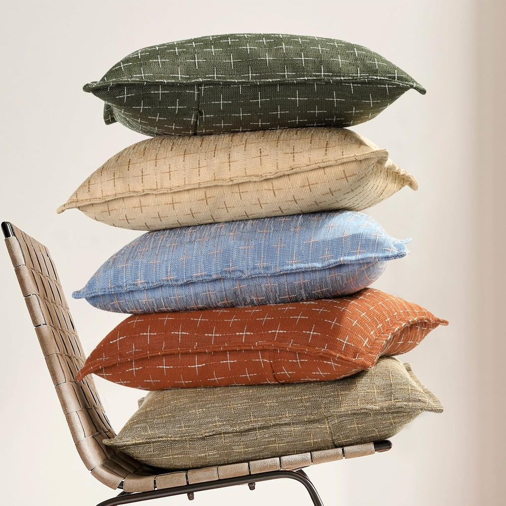 12X20 Pillow Covers Set of 2 Soft Polyester Textured Pillow Covers with Stylish Flange Edge Cozy Farmhouse Throw Pillows for Couch Bed Sofa Living Room