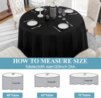 1 Pack 120Inch round Tablecloth Polyester Table Cloth, Stain Resistant and Wrinkle Polyester Dining Table Cover for Kitchen Dinning Party Wedding Rectangular Tabletop Buffet Decoration(Black)