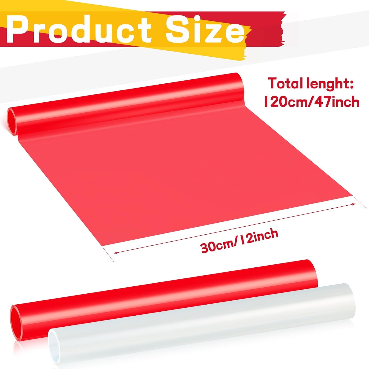 2 Rolls 3.94 Ft X 11.81 Inches Self Adhesive Repair Light Tape Auto Tail Light Tape Fog Lights Tint Tape Headlight Lens Tape (Red, Clear)